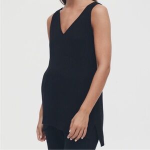 Legoe Heritage Ribbed V-Neck Sleeveless Maternity Nursing Tunic Top Black Large